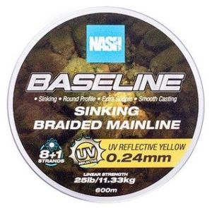 Nash TT Baseline Sinking Braid UV Yellow Braided Line (600m)