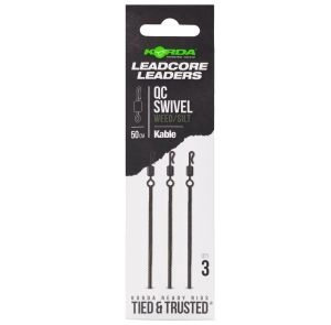 Korda Montáž Kable Leadcore Leader QC Swivel 50cm Weed